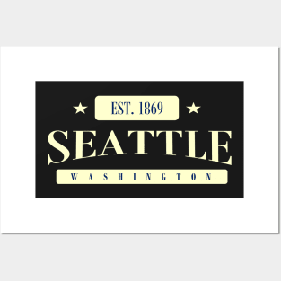 Seattle EST. 1869 (Navy Creme) Posters and Art